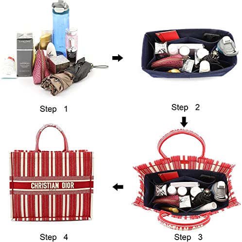 Image of GREENSHEEP Felt Purse Organizer Insert for Handbags, Tote, Hobo Bag Storage Divider with Removable Metal Zipper Cover