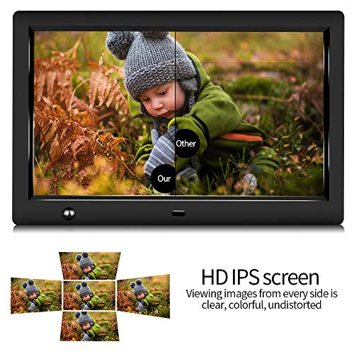 GRC 10.1 Inch IPS 1080P HD Display Digital Photo Frame with Motion Sensor and Remote Control, Video Player/Stereo/ MP3/ Time, Digital Picture Frame Support USB SD Slot