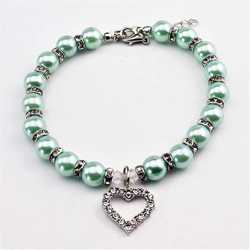 Miniatura 9 de Dogs Kingdom Elegante collar de corazón de cristal para mascotas, gatos, perros, perlas brillantes con diamantes de imitación para mascotas, gatos,