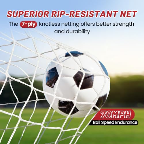Soccer Goal, 12X6FT Soccer Net Easy Setup, Portable Soccer Goals for Backyard with Upgraded Collapsible Metal Base, Outdoor Indoor Soccer Goal Net for Practice with Carry Bag