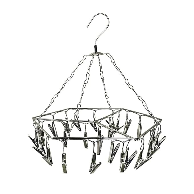 DARAZ Stainless Steel 25 Drying Clip Clothes Hanger Clips Hanging Cloth Baby Clothes Clip Hangers Balcony Drying Clothes Round Pack of 1-image-7