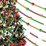 10 Feet Christmas Tree Beads Garland - Metallic Beads in Red, Green, Gold for Holiday Decor