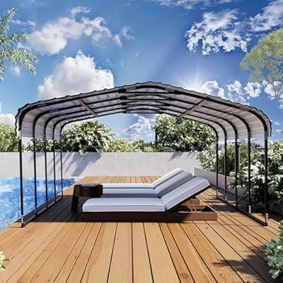 Royal Windsor Metal Carport 20×20 Car Port, Heavy Duty Metal Canopy Multi-Use Garage Shed for Car and Truck, Outdoor Storage Car Port Kit with Galvanized Steel Roof Building and Frame