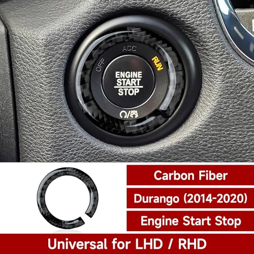 Image of Engine Start Stop Cover Decals for 2014 2015 2016 2017 2018 2019 2020 Dodge Durango Accessories Carbon Fiber Interior Stickers
