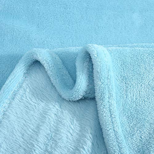Couverture coton lit et canapé bleue 90x190 cm légère pour lit double - 5