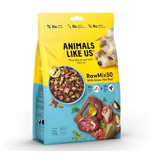 Animals Like Us RawMix50 Premium Freeze-Dried Raw Grass-Fed Beef Recipe Dog Food, Protein Rich, Includes Kibble, Non-GMO, No Wheat or Corn, 12 oz