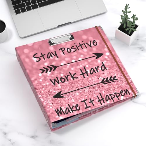 Image of 3 Ring Binder, 3 Inches Round Ring Binder with Clipboard, Dividers Tabs, PVC Zipper Bag Sleeves & to Do List Planners for Women, Men, School, Office Supplies, Work Hard