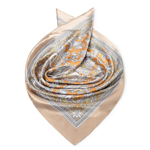 Image of 35 inch Men's Silk Cowboy Scarf - Oversized Western Bandana Neckwear, Large Square Scarf with Gift Packaging
