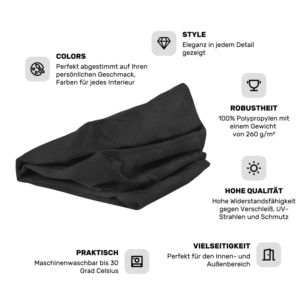 POKAR Bezüge für Palettenkissen, Größe:Set Sitzkissen 120x80 + Rückenkissen 120x40, Farbe:Anthrazit