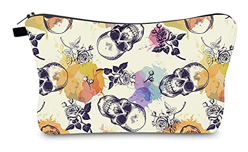 Makeup Cosmetic Bags for Women Portable Travel Organizer Bag for Toiletries Beauty Bag Waterproof Skull Print Pattern (Skull1097)