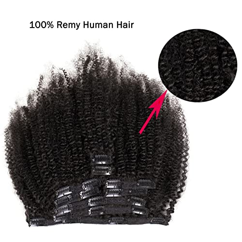 Saga Queen Brazilian Afro Kinky Curly Clip In Hair Extensions 9Pcs 20Clips 120G/Pck Brazilian Virgin Remy Human Hair Afro Clip Ins Natural Black Color (1 Bundle 16Inch, Natural Black) #TOP1