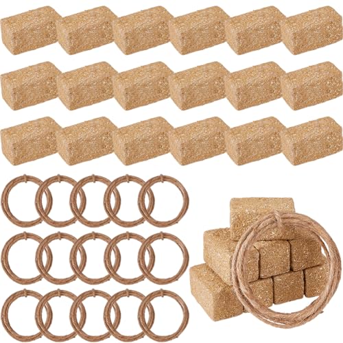 Mini balles de foin en bois pour décoration de table et maquette cowboy - Lot de 20 avec ficelle