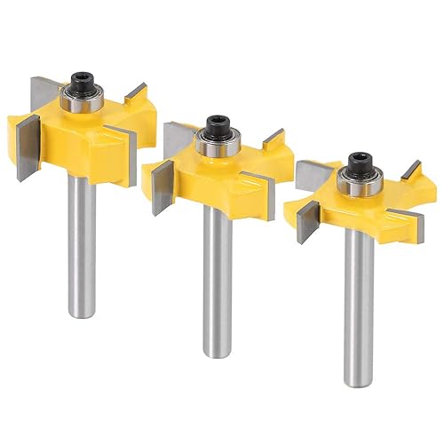 Yakamoz Juego de 3 brocas para rabo de 1/4 de pulgada y 4 alas, cortador de ranura con rodamientos de 1/4 pulgadas, 3/8 pulgadas, 1/2 pulgadas,
