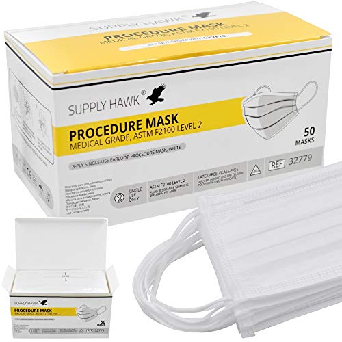 Highly Breathable Medical Grade 3-Ply Procedure Masks ASTM F2100 Level 2 (Box of 50)
