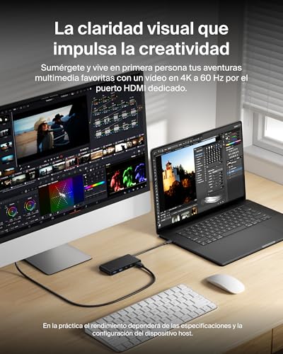 Lector SD y MicroSD en Hub USB C Belkin con Power Delivery 4