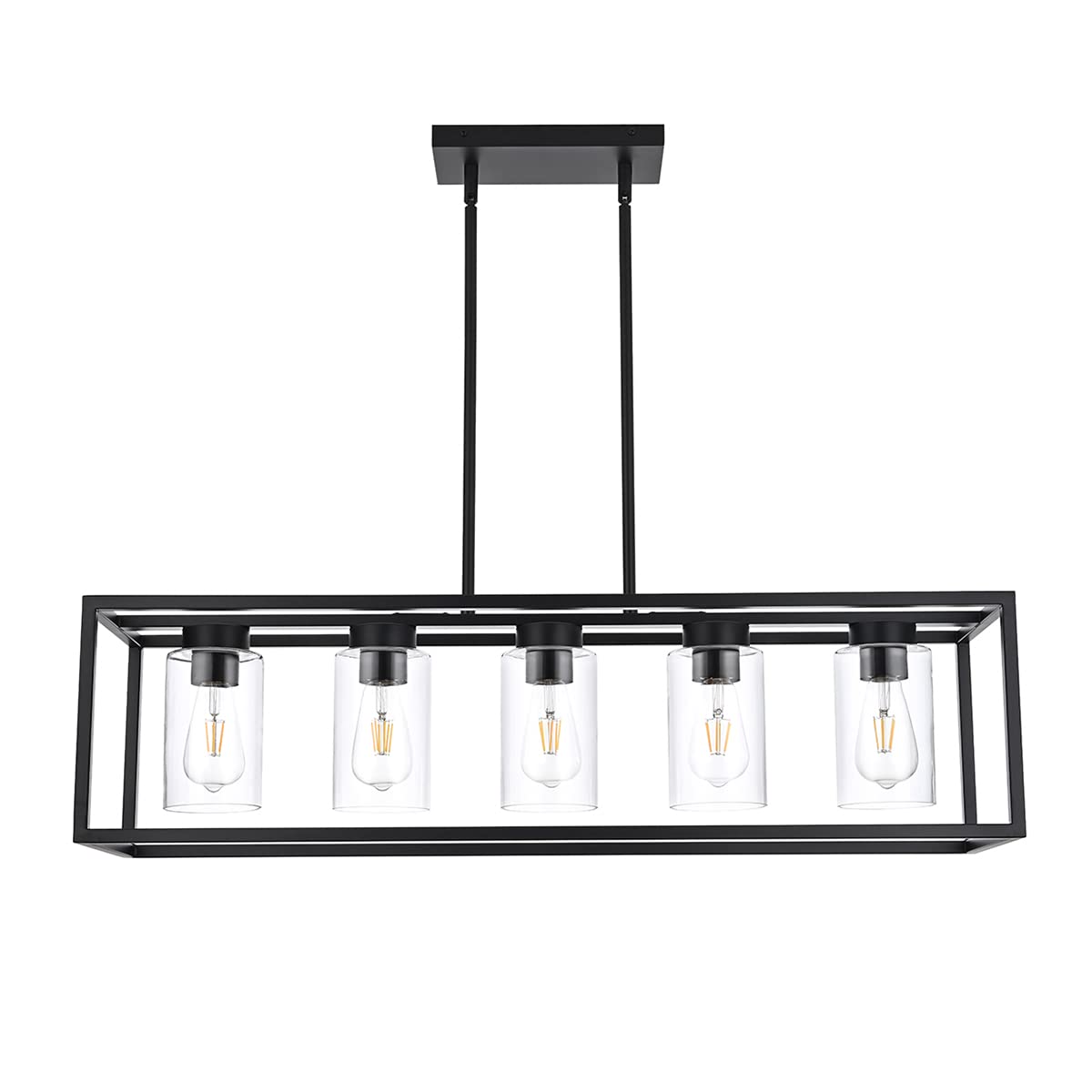 Photo 1 of A1A9 Farmhouse Chandeliers for Kitchen Island, Matte Black 5-Light Dining Room Lighting Fixtures