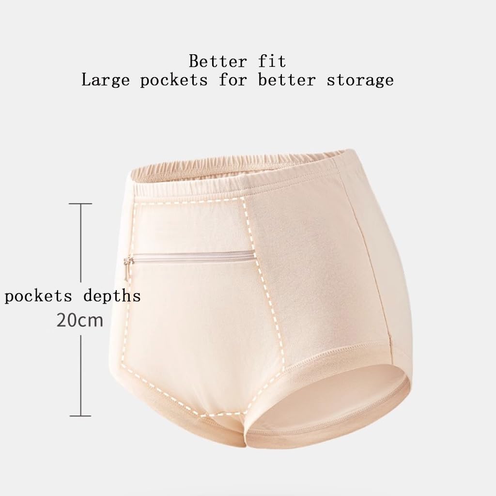 LaseVe Donna Vita Alta Biancheria Intima Tasca con Cerniera Nascosta Mutandine Viaggio Slip Sicurezza Mutande 8 Confezioni
