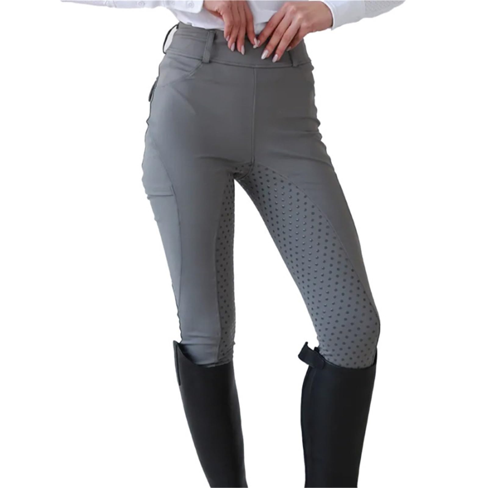 Pantalones de Montar Pantalones de equitación Cintura Alta for Mujer, Pantalones ecuestres Antideslizantes Silicona con Control Barriga, Ropa Ajustada Verano