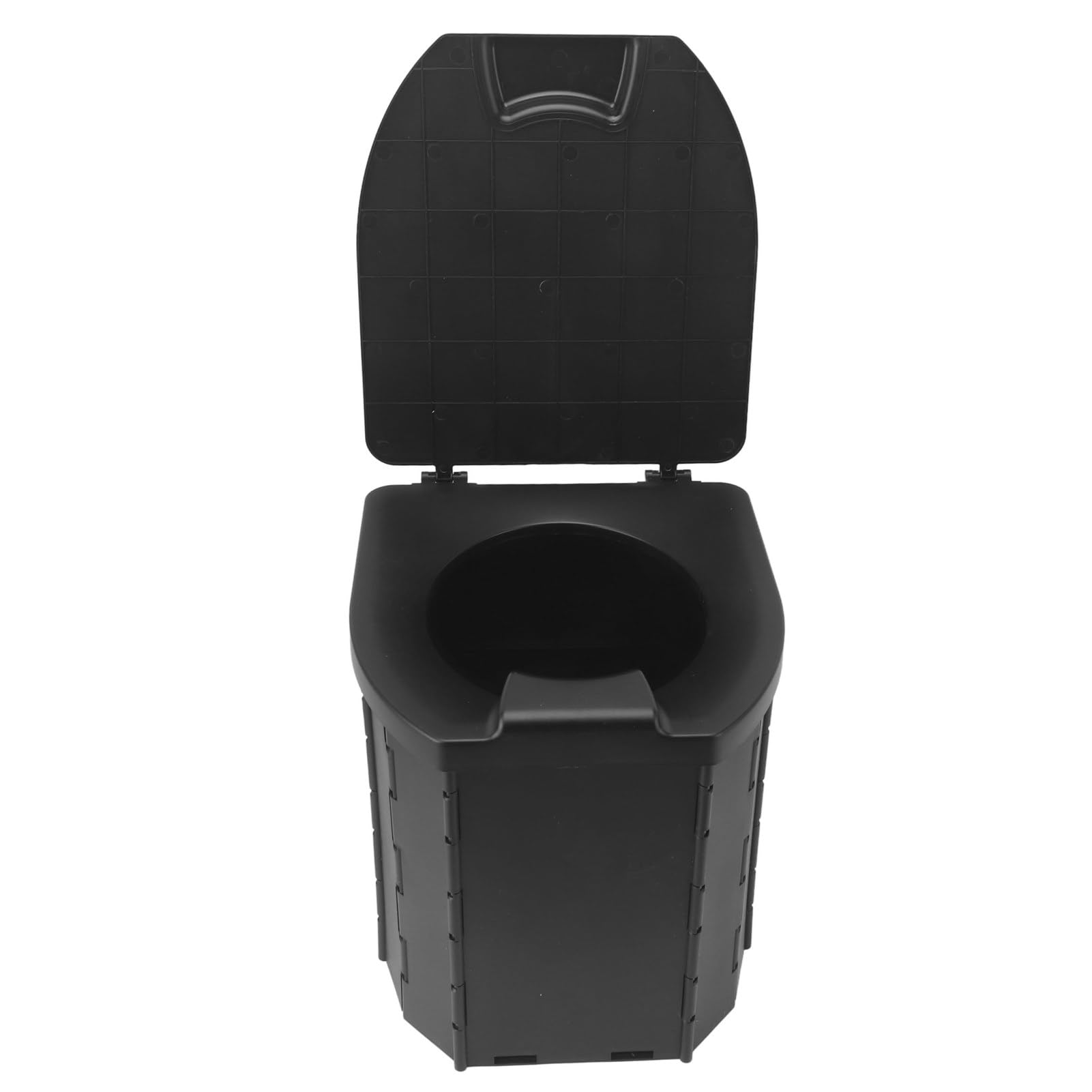 Inodoro de Viaje Plegable, Orinal Portátil Cómodo para Sentarse con Tapa para Adultos que Acampan, Soporte de Carga Fuerte (Negro)