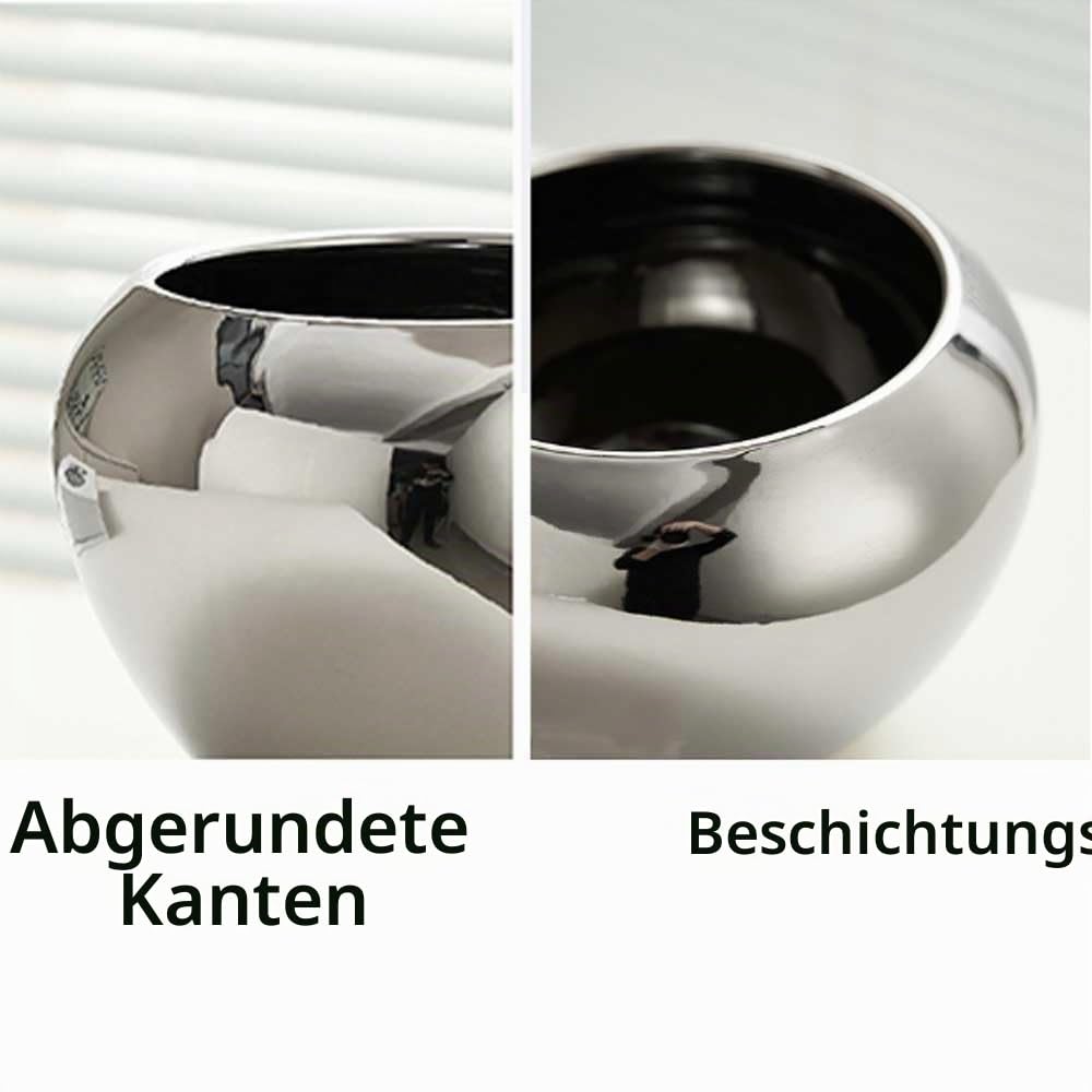 Moderner, einfacher 7,8-Zoll-Keramik-Pflanzgefäß, Silberne, apfelförmige kleine Pflanzvase, grüner Pflanzenbehälter, Keramik-Pflanztopf mit Ablaufloch für Innen- und Außenpflanzen, Heim