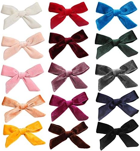 inSowni 15 Pack Velvet Bow Alligator Hair Clips Barrettes Accessories for Baby Girls Toddlers Teens Kids One Size