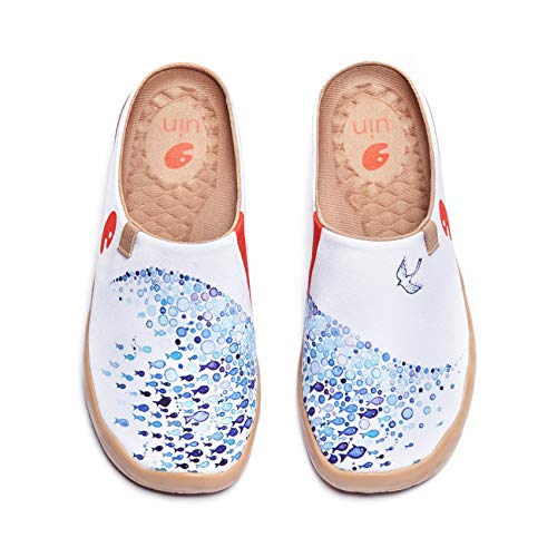 Image of UIN Slipper Woman Travel Art Painted Shoes Wide Toe Casual Home Slip On Mules Malaga