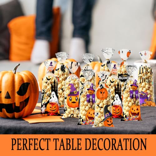 BBSTARING 120 Pcs Halloween Candy Bags, Halloween Party Favor Bag, Halloween Cellophane Treat Plastic Favors Gift Bag, Halloween Party Decoration Bags, Food Grade Goodie Bags for Trick or Treat - image 5