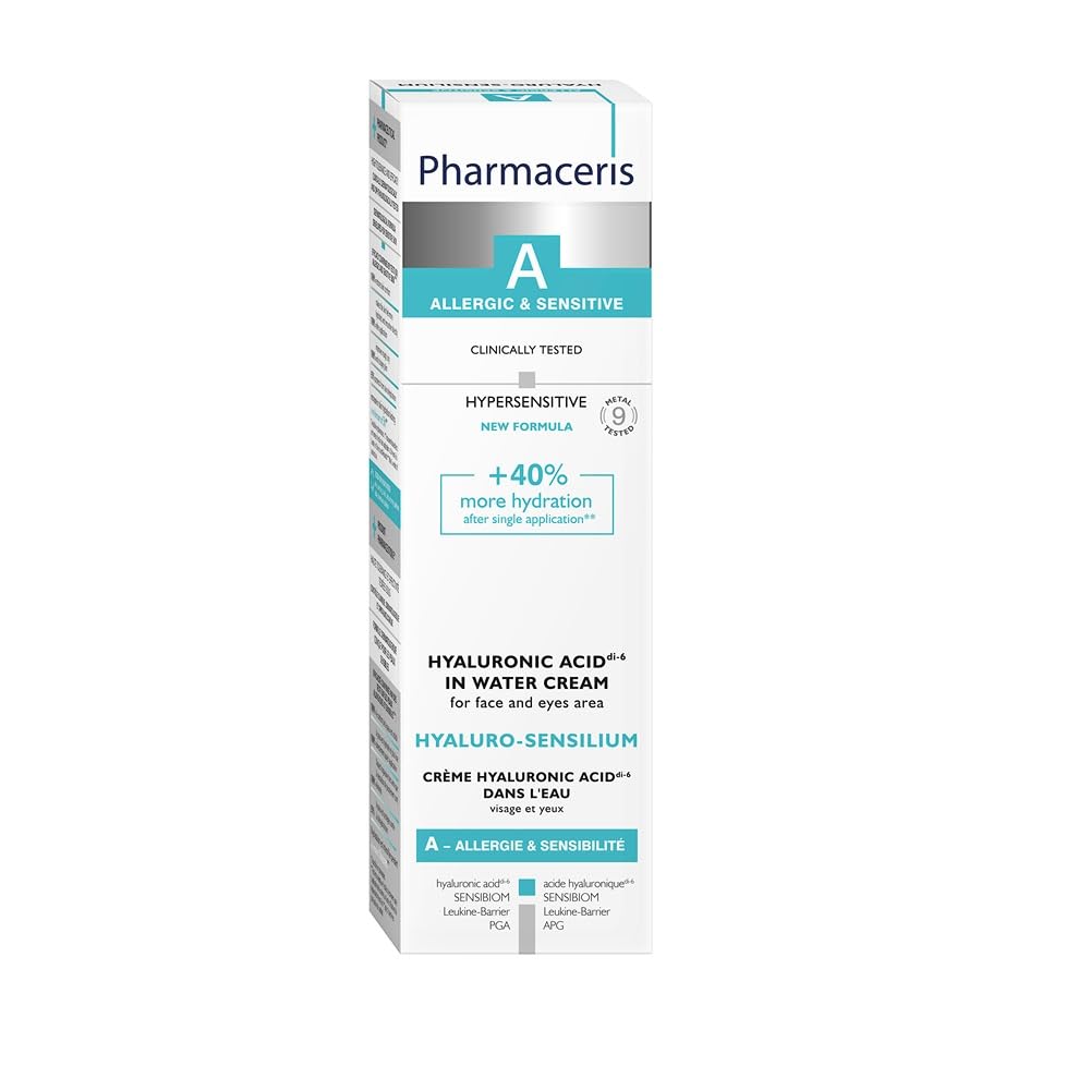 Pharmaceris A Hyaluro‑Sensilium Hydrating Water Cream, 40 Ml – Hyaluronic Acid Pro‑Glucose Immuno‑Prebiotic For Hypersensitive, Delicate, Dry, And Irritation-Prone Skin