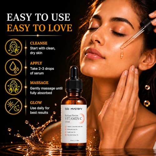 Image of Retinol Radiant Revive Vitamin-C Face Serum | Anti-Aging Booster for Fine Lines, Sun Spots & Uneven Tone - 33 ml / 1.11 oz