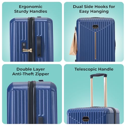Image of The Midnight Voyager Set of 2 Luggage, Check in Medium 67.5 cm, Check in Large 76 cm, Hard Sided Polycarbonate Trolley Bag, Dual Anti- Theft Zippers, TSA Lock (Storm Blue)