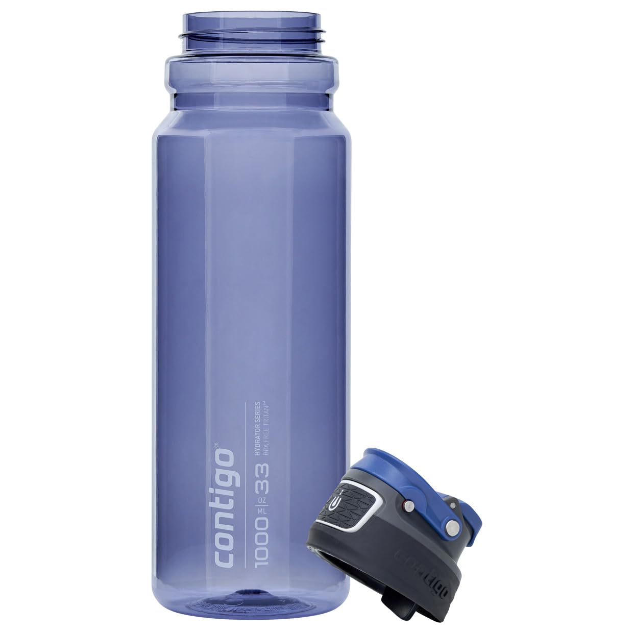 Contigo Free Flow Butelka na wodę z tritanu, bez BPA, w 100% szczelna, do picia za jednym naciśnięciem przycisku, butelka sportowa premium na wędrówki, do jazdy na rowerze, 1000 ml