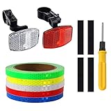 14 Pack Bike Front&Rear Reflectors Kit, Bike reflectors with 5 Colors Reflective Tape, Shim and...