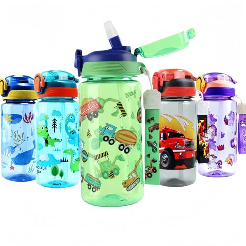MHwan Borraccia Bambini, 600ml Robusta e Infrangibile, Borraccia a Prova di Perdite con Cannuccia, Senza BPA, Portatile...