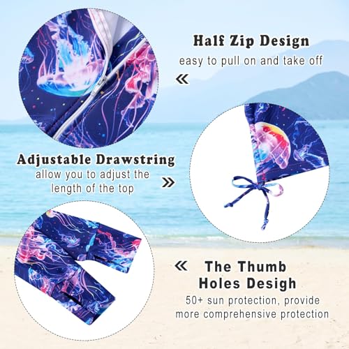 Image of Vogseek 3-12T Girls Swimsuit Long Sleeve Rashguard Bathing Suits Swim Set
