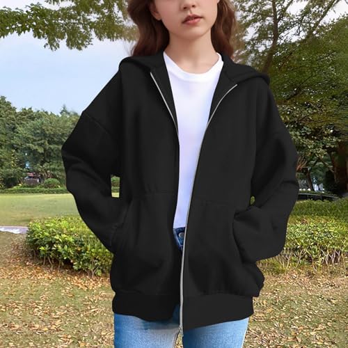 Girls Cute Cat Ear Hoodies Full Zip Up Preppy Oversized Sweatshirts Casual Long Sleeve Track Jacket with Pockets2
