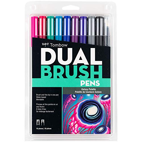 Image of Tombow 56188 Dual Brush Pen Art Markers, Galaxy, 10-Pack. Blendable, Brush and Fine Tip Markers-New