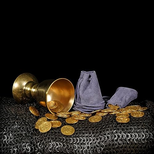 Mythrojan Trinket Bags, Coin Dice Medieval Purses, Drawstring Medicine Bag Suede Leather Pouches Viking Knight Waist Pouch for Historical Reenactments, LARP, SCA, Medieval Events - Set of 2, Dark Blue3