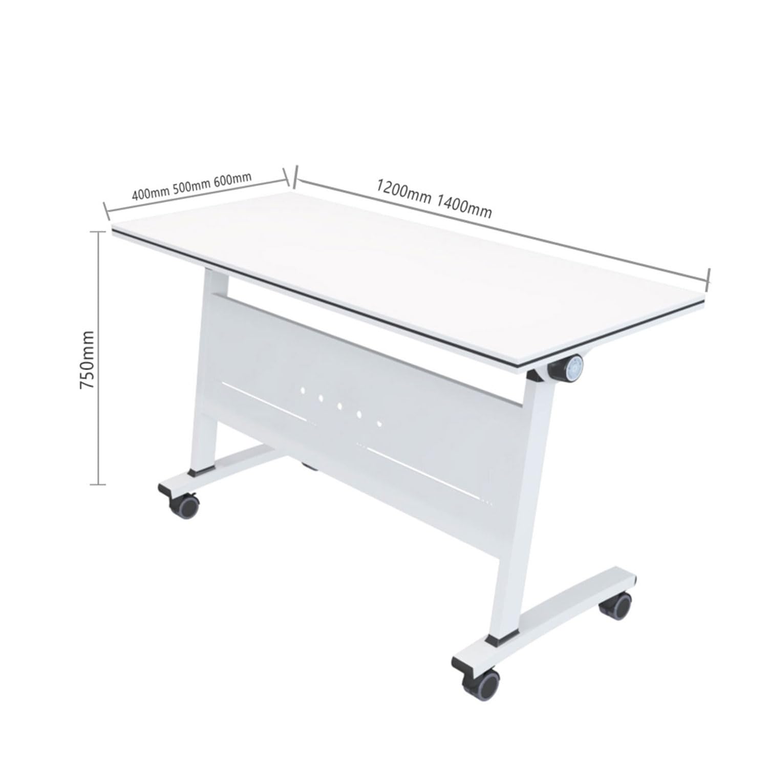 Mesa de conferencias plegable, mesa de capacitación moderna con ruedas, mesa de conferencias modular, estructura de acero inoxidable, fácil de montar, para laboratorio, estudio(140*50*75CM)