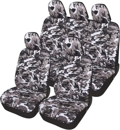 Lupex Shop trap_Mch Coprisedili Auto Universale Trapuntato Mimetico Grigio, Set