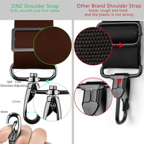 Image of ZINZ Shoulder Strap 78 inch Universal Handbag Strap with Ultra-thick Fixed Padded and Dual Balanced Adjustable Buckles Shoulder Crossbody Strap for Briefcase Messenger Bag Laptop bag Luggage,Brown
