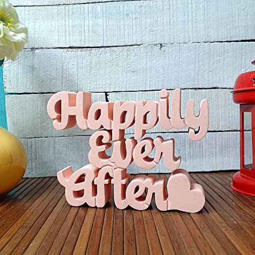 Image of NUKKAD TALES Happily Ever After Pink Showpiece Home Decor Items for Bedroom Living Room Decoration Items for Center Table Book Shelf Gift Items for Couples Gift for Girls (7 x 5.30 inch)