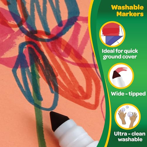 Image of Luxor Crayola Ultra-Clean Washable Markers for Kids, 8 Vibrant Colors, Conical Tip for Thick & Thin Lines, No-Mess Easy-Wash Ink, Non-Toxic Art Supplies for Kids