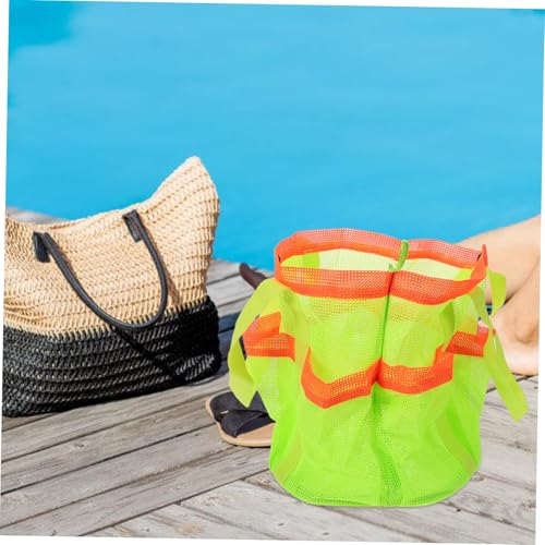 Yardwe Mesh Beach Tote Bag for Travel Versatile Storage for Clothes Towels Swimming Supplies Pool Accessory with Durable Handles Fluorescent3