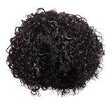Haarperücken 10 kurze lockige brasilianische Perücken brasilianisches Echthaar (Black, One Size)