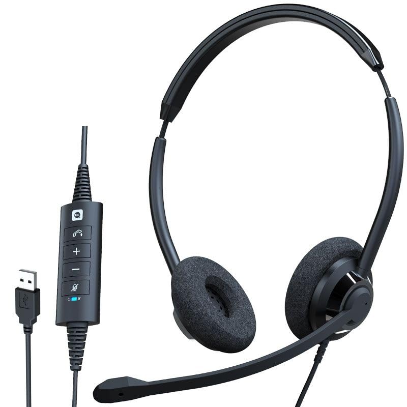 CLEYVER Flex Jack Duo, microfono cuffie cablate jack da 3,5 mm, ultra leggero, stereo, microfono cancellazione del rumore, softphone,PC,Mac, Smartphone,Tablet, Nero