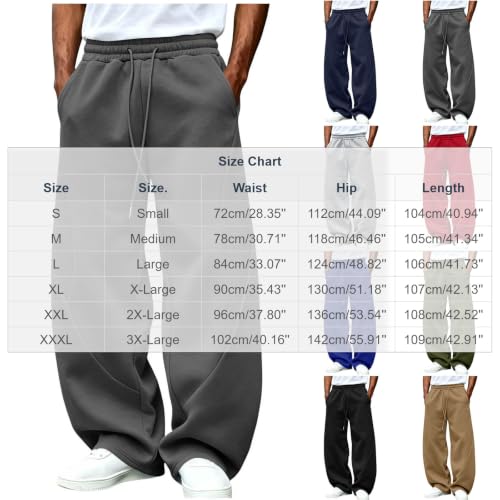 Baggy Sweatpants Men High Waist Drawstring Loose Wide Leg Athletic Joggers - image 3