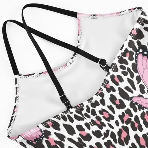 Bolaz Girls Swimsuits One-Piece Bathing Suits Multicolor Kids Sport Summer Beach Swimwear for 3-10 Years Old-Pink Butterfly34