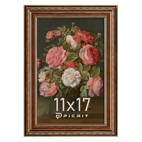 Picrit 11x17 Antique Gold Bronze Picture Frame Shatterproof Cover 1 Pack