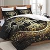 WeCozy Queen Size Comforter Set with 2 Pillowcases, Nature Tree of Life 3 Pcs Bedding for Kids and Adults, Black Sun and Moon Soft Comforter Set for Bedroom Bed Decor #2
