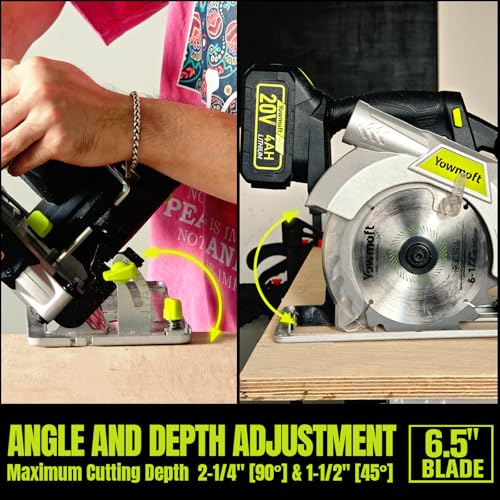 Image of Brushless Cordless Circular Saw Kit for Wood Cutting with 20V 6-1 /2-Inch with LED Light & Red Beam Guide & Battery and Charger (4.0Ah)
